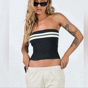 Princess Polly Grey Strapless Top with Stripes